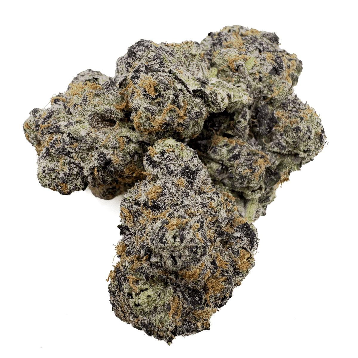 Close-up of a cluster of Maui Wowie buds on a white background